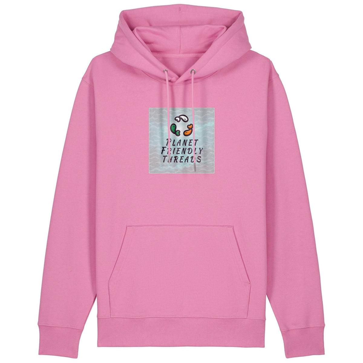 PFT Logo - SSSQUARE - Light Ocean | Hoodie | Adult | Cosy | 350gsm Medium Fit | Bubble Pink
