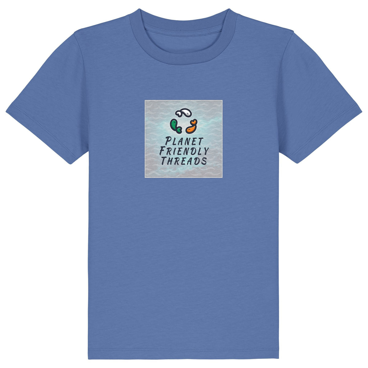 PFT Logo - SSSQUARE - Light Ocean | T-Shirt | Kids | Crewneck Short Sleeve | 155gsm Medium Fit | Bright Blue