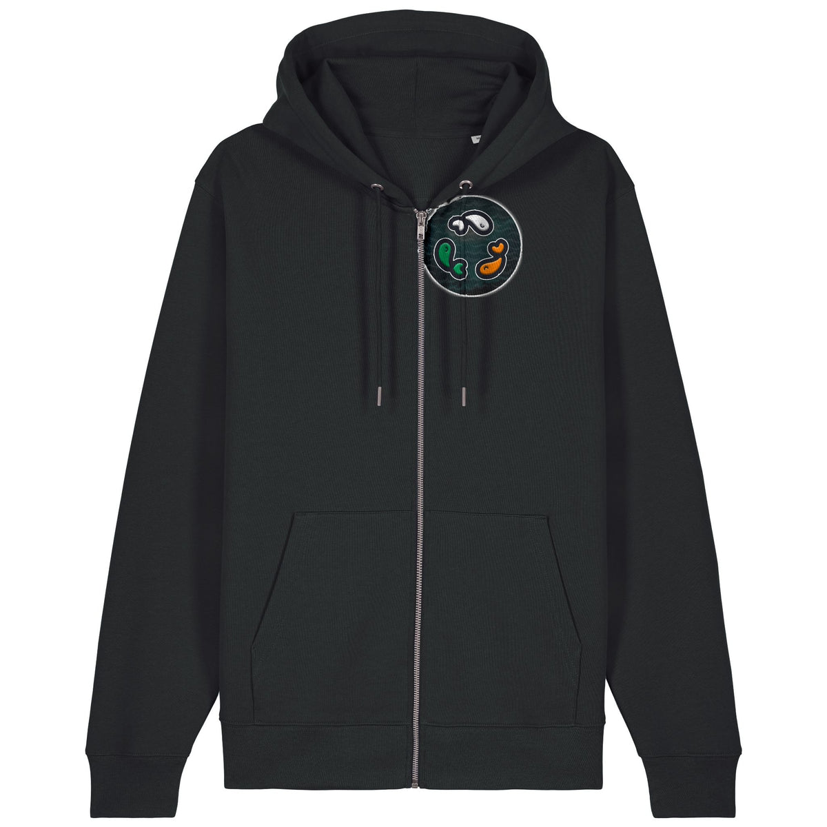 PFT Fish - Circle - Dark | Hoodie | Adult | Zip | 350gsm Medium Fit | Black