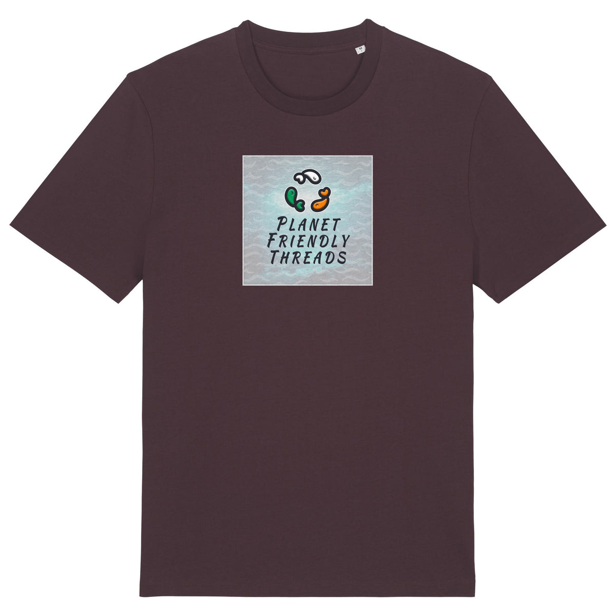 PFT Logo - SSSQUARE - Light Ocean | T-Shirt | Adult | Crewneck Short Sleeve | 180gsm Medium Fit | Red Brown