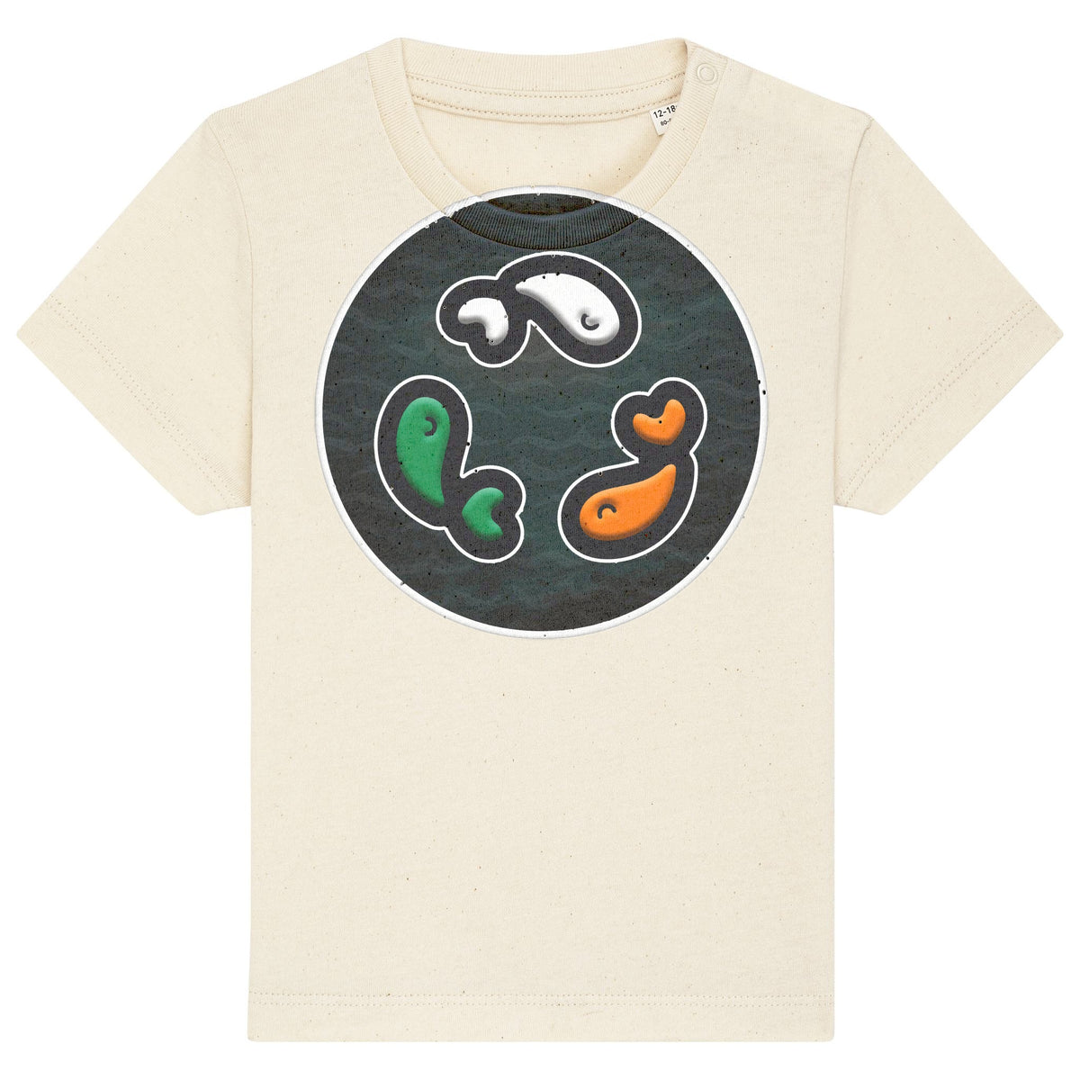 PFT Fish - Circle - Dark | T-Shirt | Baby | Crewneck Short Sleeve | 155gsm Medium Fit | Natural Raw