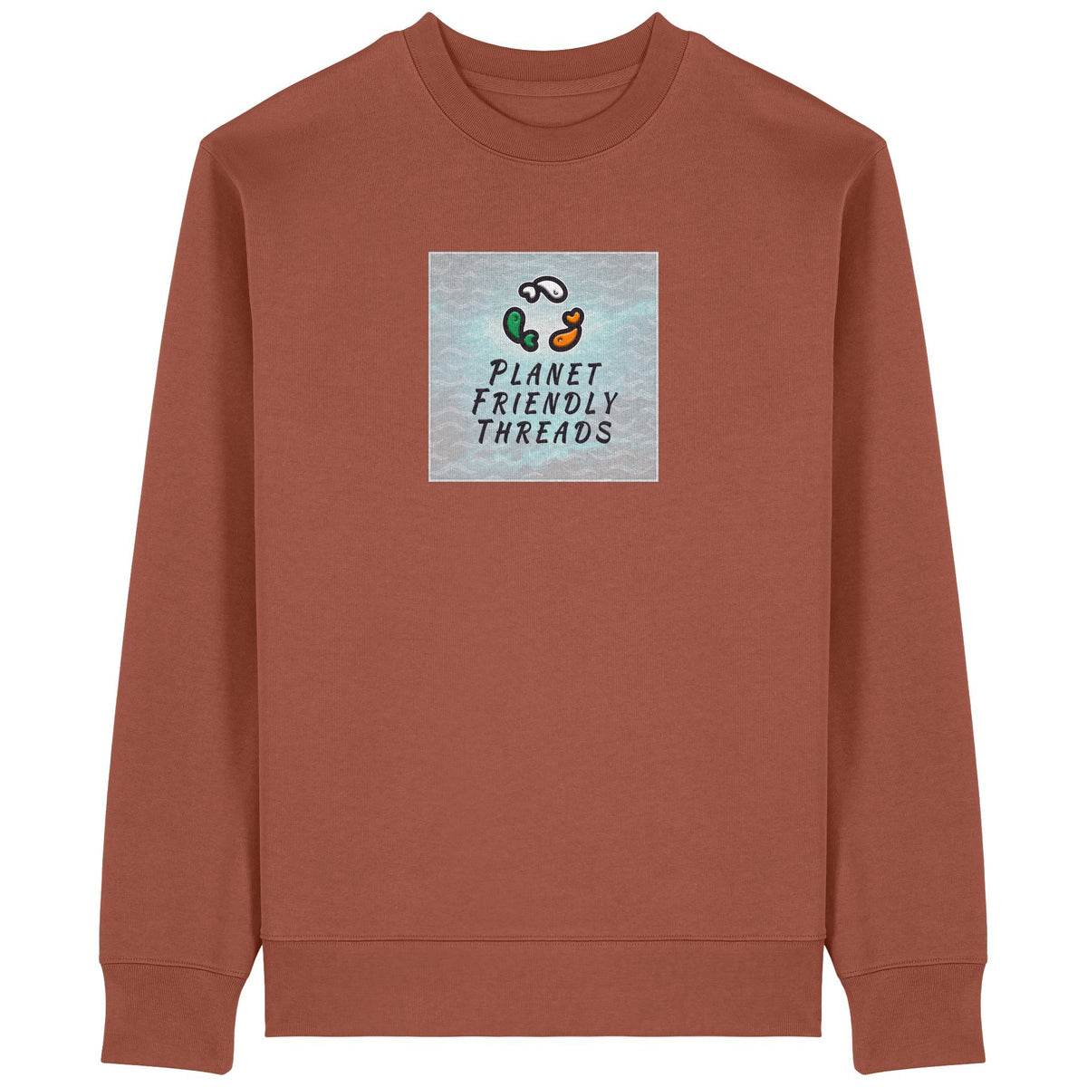 PFT Logo - SSSQUARE - Light Ocean | Jumper | Adult | Crewneck | 350gsm Medium Fit | Heritage Brown