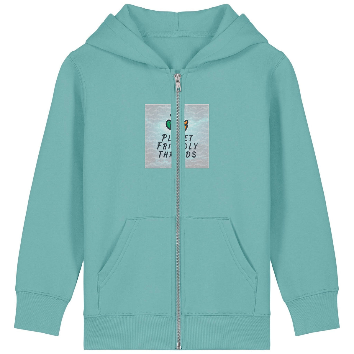 PFT Logo - SSSQUARE - Light Ocean | Hoodie | Kids | Zip | 300gsm Medium Fit | Teal Monstera
