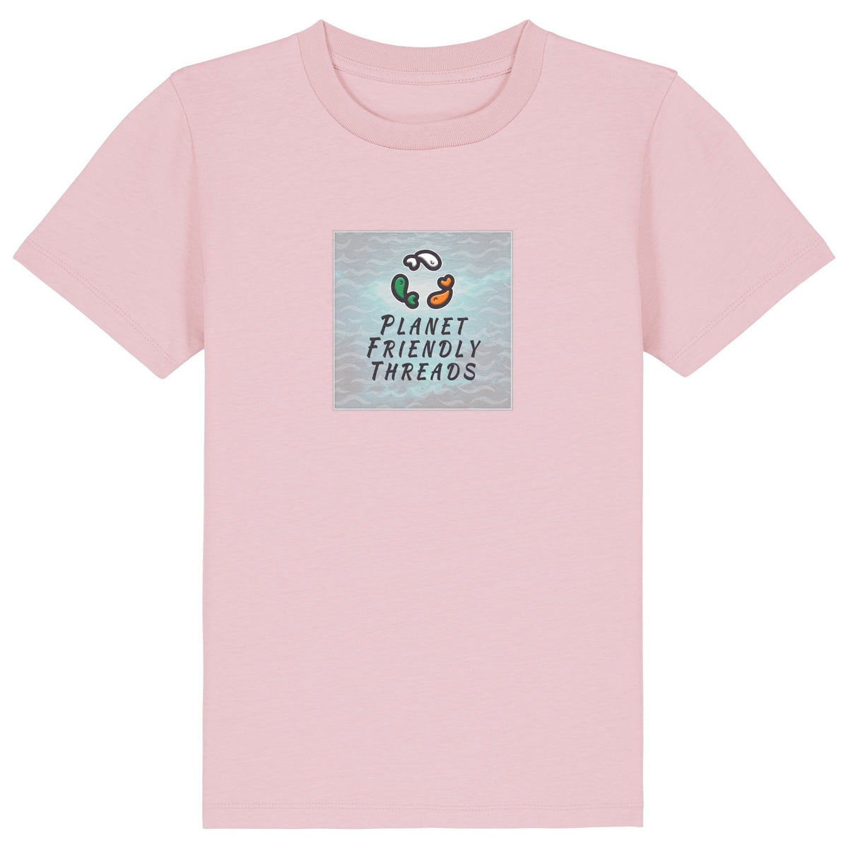 PFT Logo - SSSQUARE - Light Ocean | T-Shirt | Kids | Crewneck Short Sleeve | 155gsm Medium Fit | Cotton Pink