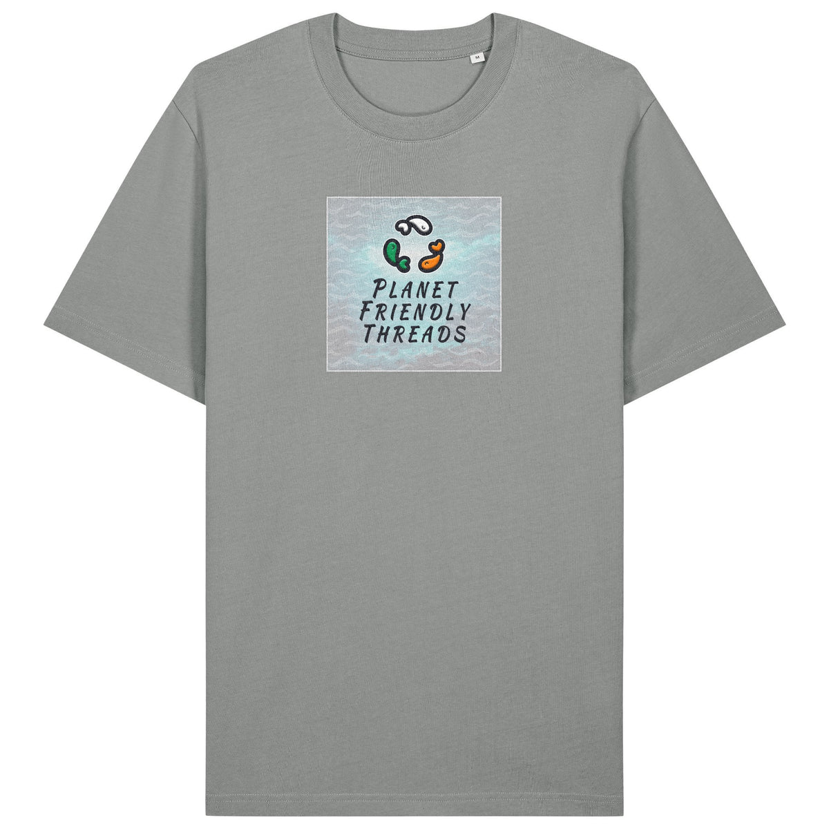 PFT Logo - SSSQUARE - Light Ocean | T-Shirt | Adult | Crewneck Short Sleeve | 215gsm Relaxed Fit | Misty Grey