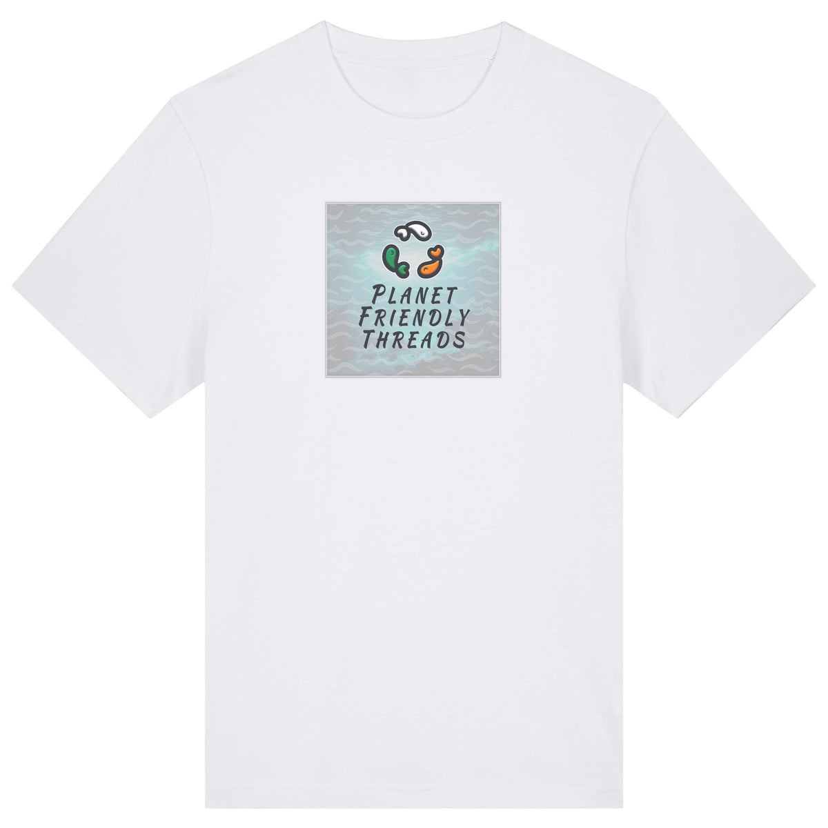 PFT Logo - SSSQUARE - Light Ocean | T-Shirt | Adult | Crewneck Short Sleeve | 215gsm Relaxed Fit | White