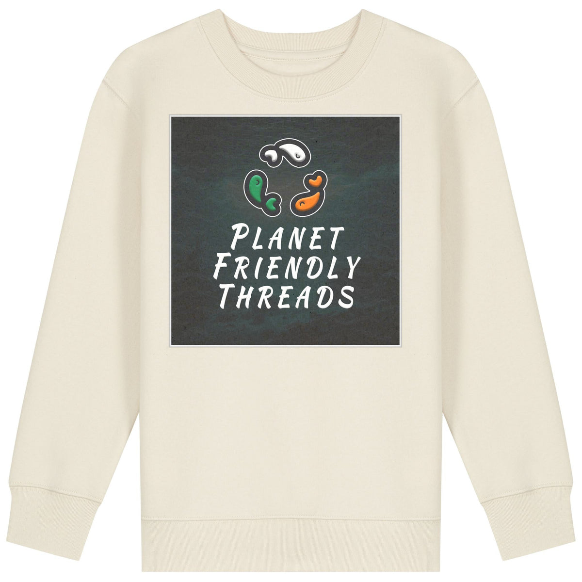PFT Logo - dark | Jumper | Kids | Crewneck | 300gsm Medium Fit | Natural Raw