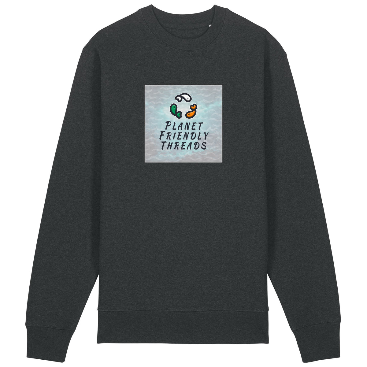 PFT Logo - SSSQUARE - Light Ocean | Jumper | Adult | Crewneck | 350gsm Medium Fit | Dark Heather Grey