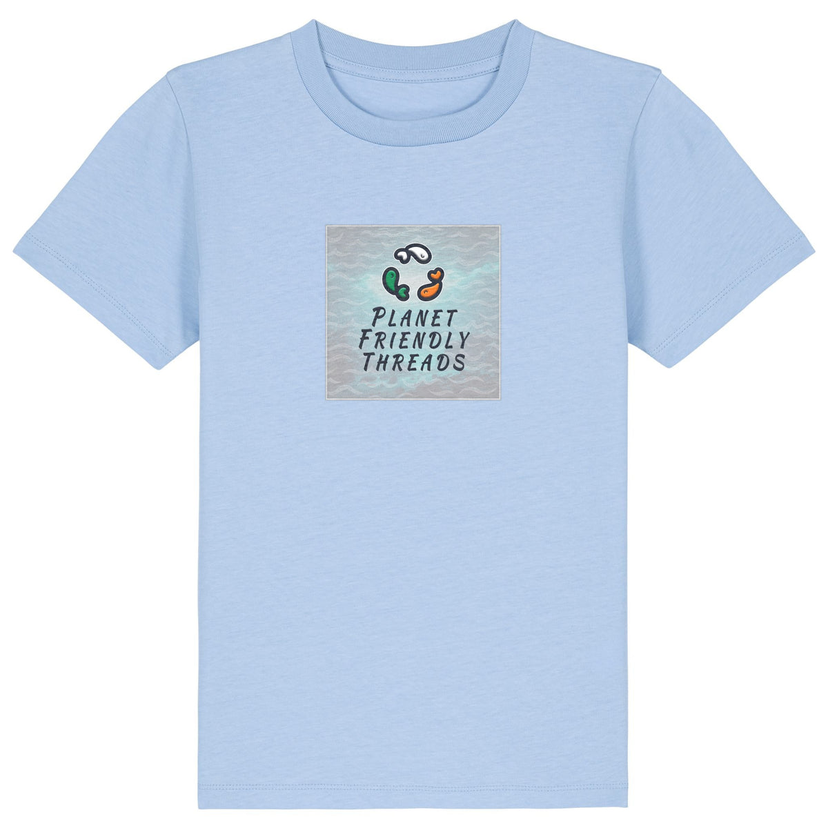 PFT Logo - SSSQUARE - Light Ocean | T-Shirt | Kids | Crewneck Short Sleeve | 155gsm Medium Fit | Blue Soul