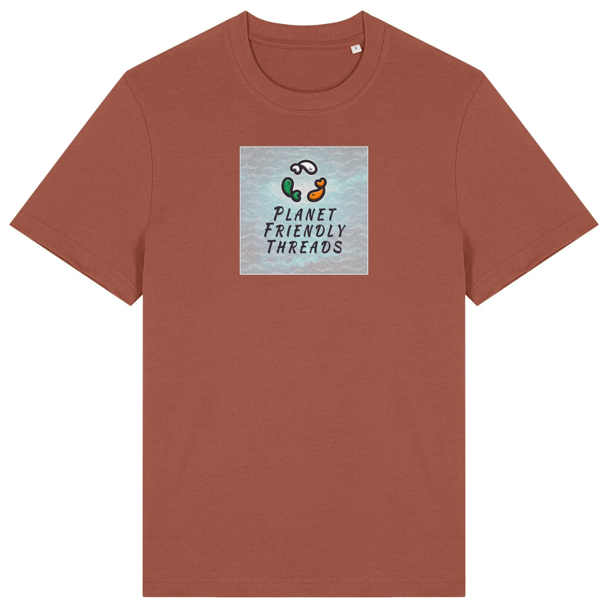 PFT Logo - SSSQUARE - Light Ocean | T-Shirt | Adult | Crewneck Short Sleeve | 215gsm Relaxed Fit | Heritage Brown