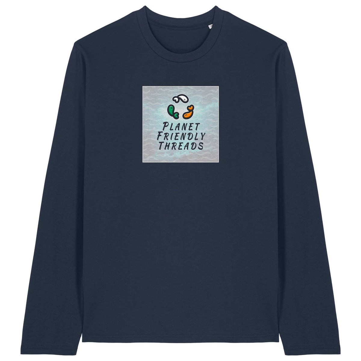 PFT Logo - SSSQUARE - Light Ocean | T-Shirt | Adult | Crewneck Long Sleeve | 180gsm Medium Fit | French Navy