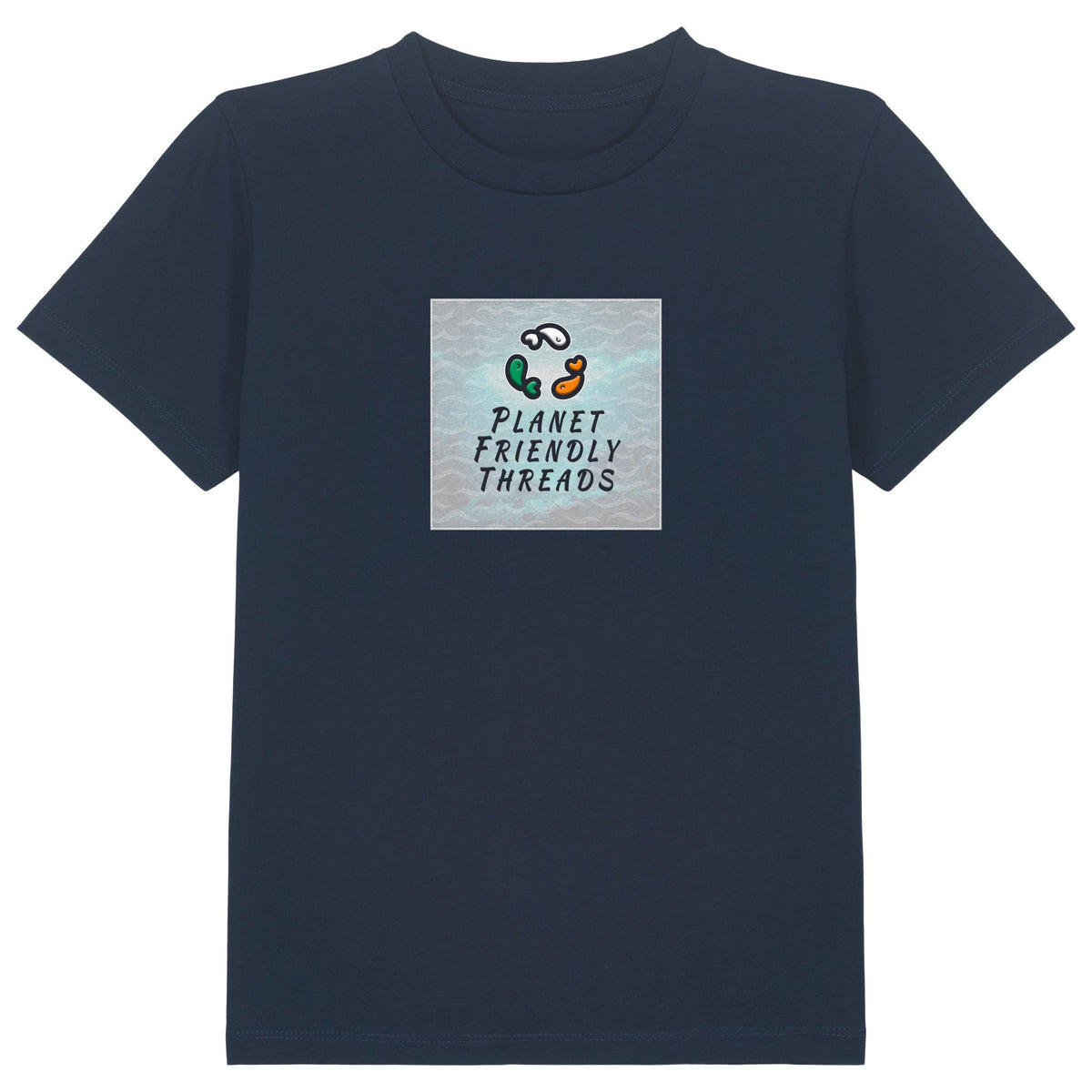 PFT Logo - SSSQUARE - Light Ocean | T-Shirt | Kids | Crewneck Short Sleeve | 155gsm Medium Fit | French Navy