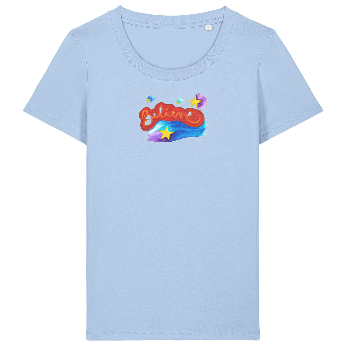 Believe 2 | T-Shirt | Adult | Ladies Short Sleeve | 155gsm Fitted | Blue soul