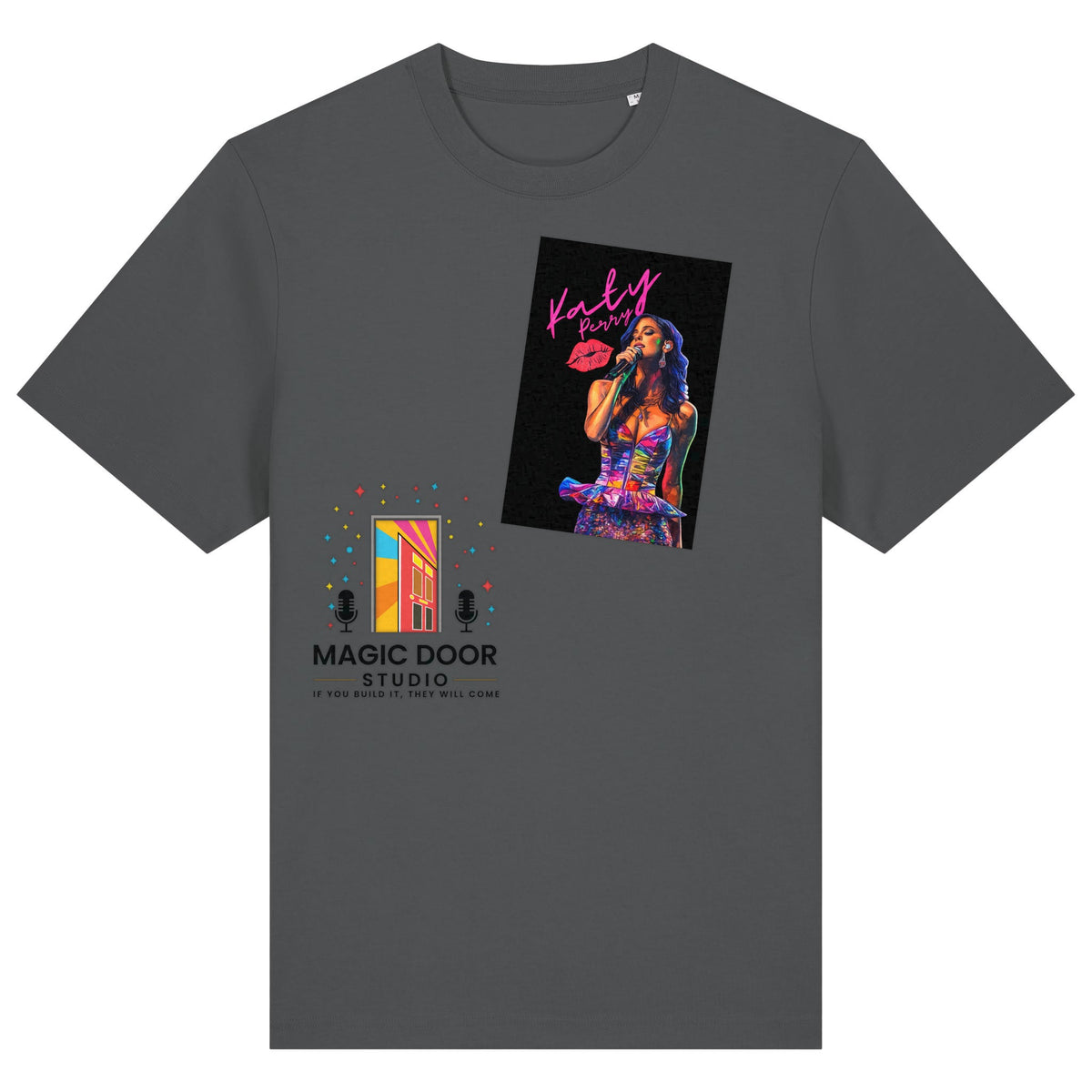 Katy Perry | T-Shirt | Adult | Crewneck Short Sleeve | 215gsm Relaxed Fit | Anthracite