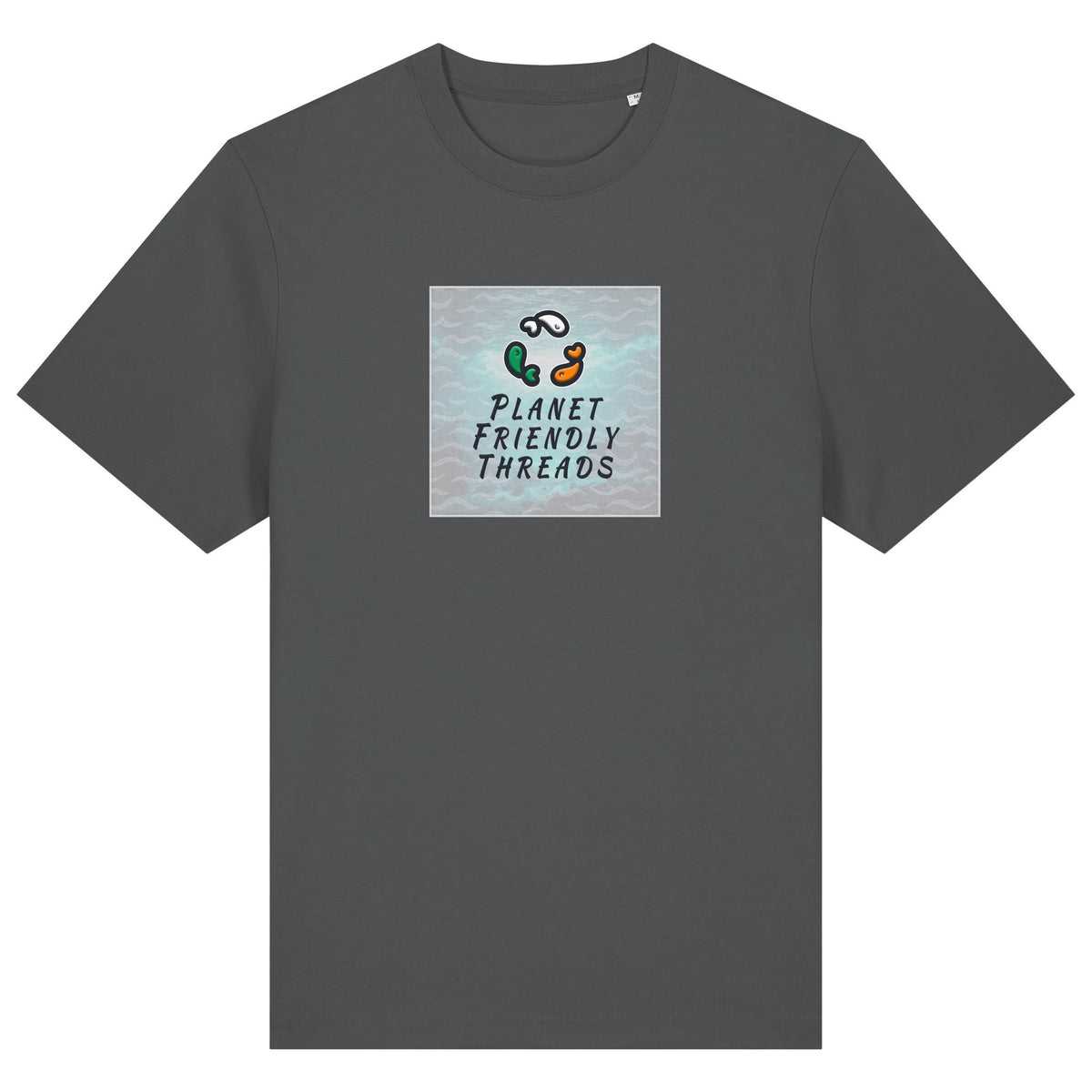 PFT Logo - SSSQUARE - Light Ocean | T-Shirt | Adult | Crewneck Short Sleeve | 215gsm Relaxed Fit | Anthracite