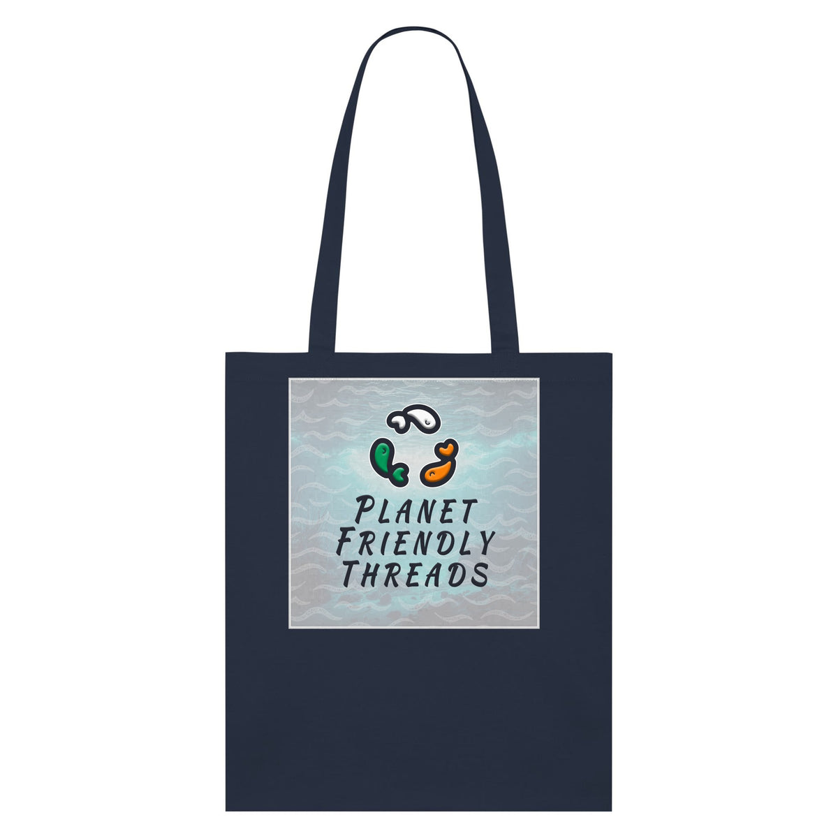 Planet Friendly Logo - Square - Ocean Light | Other | Adult | Tote Bag | 160gsm | French Navy