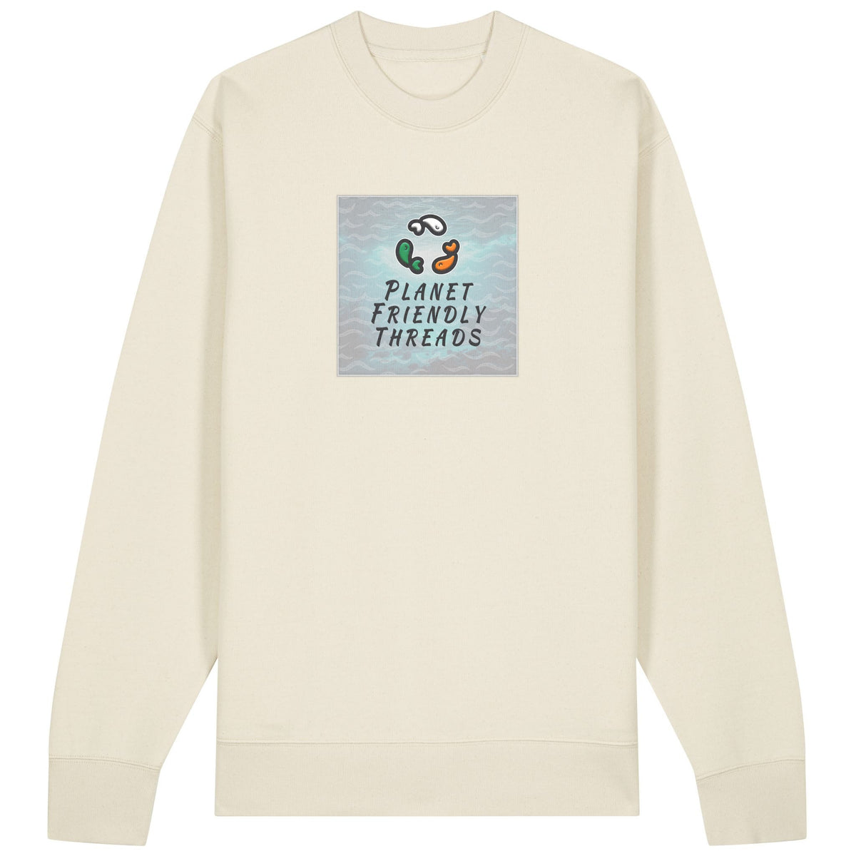 PFT Logo - SSSQUARE - Light Ocean | Jumper | Adult | Crewneck | 350gsm Medium Fit | Natural Raw