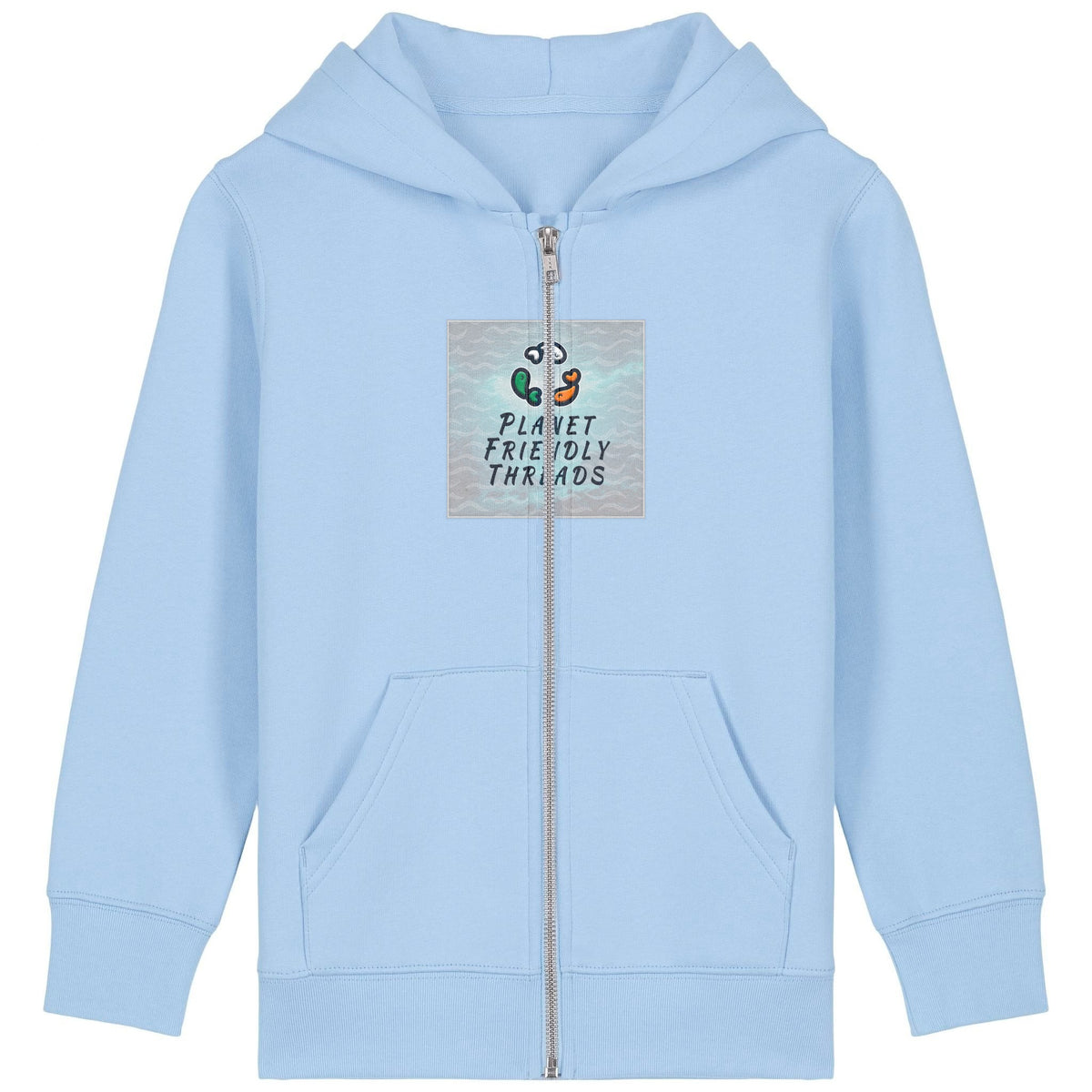 PFT Logo - SSSQUARE - Light Ocean | Hoodie | Kids | Zip | 300gsm Medium Fit | Blue Soul