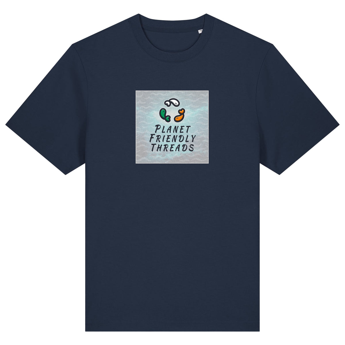 PFT Logo - SSSQUARE - Light Ocean | T-Shirt | Adult | Crewneck Short Sleeve | 215gsm Relaxed Fit | French Navy
