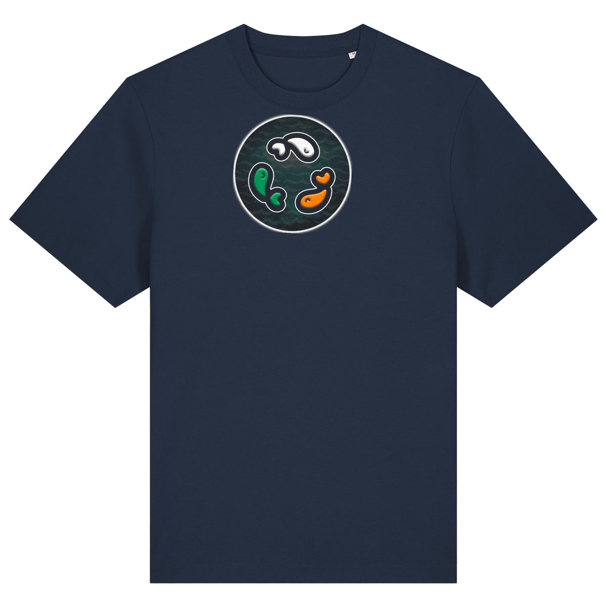 PFT Fish - Circle - Dark | T-Shirt | Adult | Crewneck Short Sleeve | 215gsm Relaxed Fit | French Navy