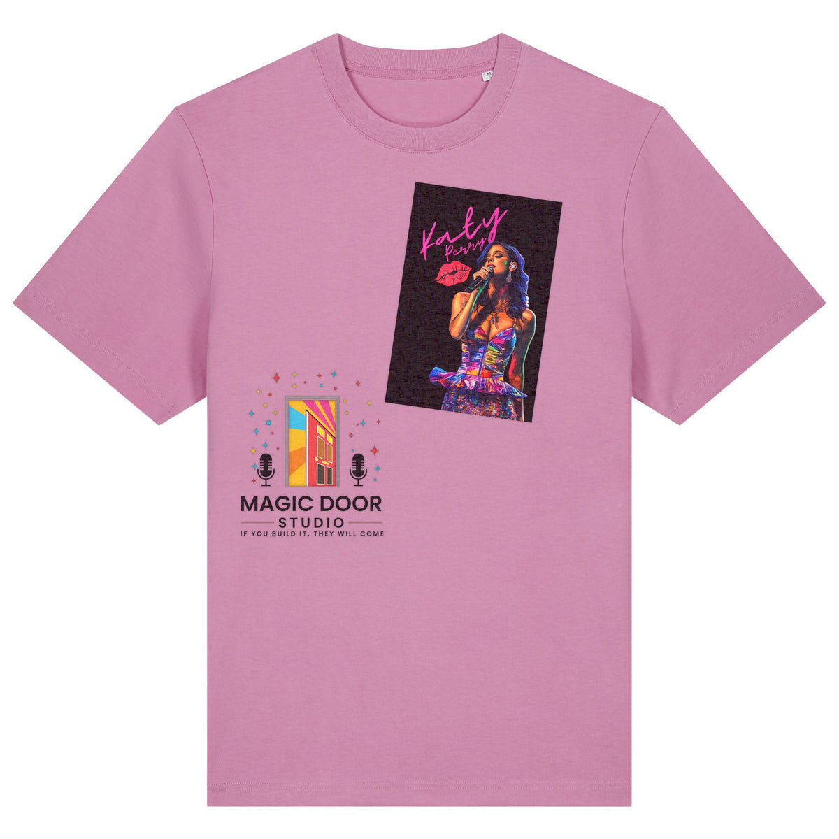 Katy Perry | T-Shirt | Adult | Crewneck Short Sleeve | 215gsm Relaxed Fit | Bubble Pink
