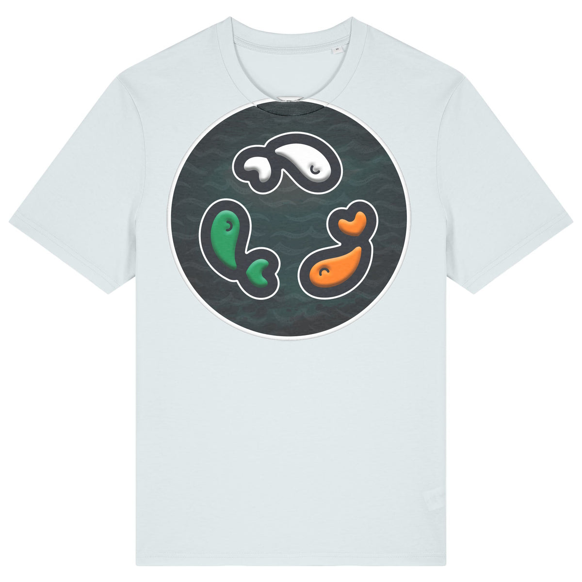 PFT Fish - Circle - Dark | T-Shirt | Adult | Crewneck Short Sleeve | 180gsm Medium Fit | Blue Ice