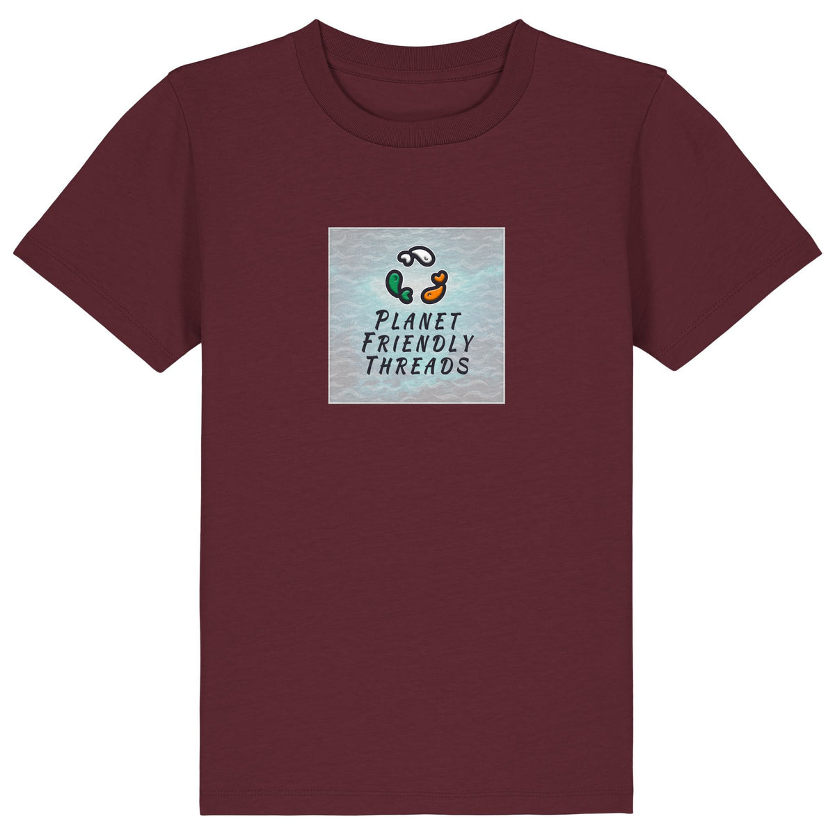 PFT Logo - SSSQUARE - Light Ocean | T-Shirt | Kids | Crewneck Short Sleeve | 155gsm Medium Fit | Burgundy