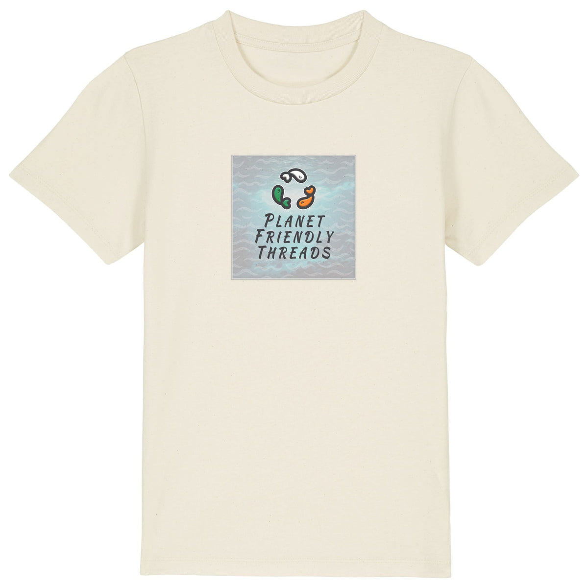 PFT Logo - SSSQUARE - Light Ocean | T-Shirt | Kids | Crewneck Short Sleeve | 155gsm Medium Fit | Natural Raw