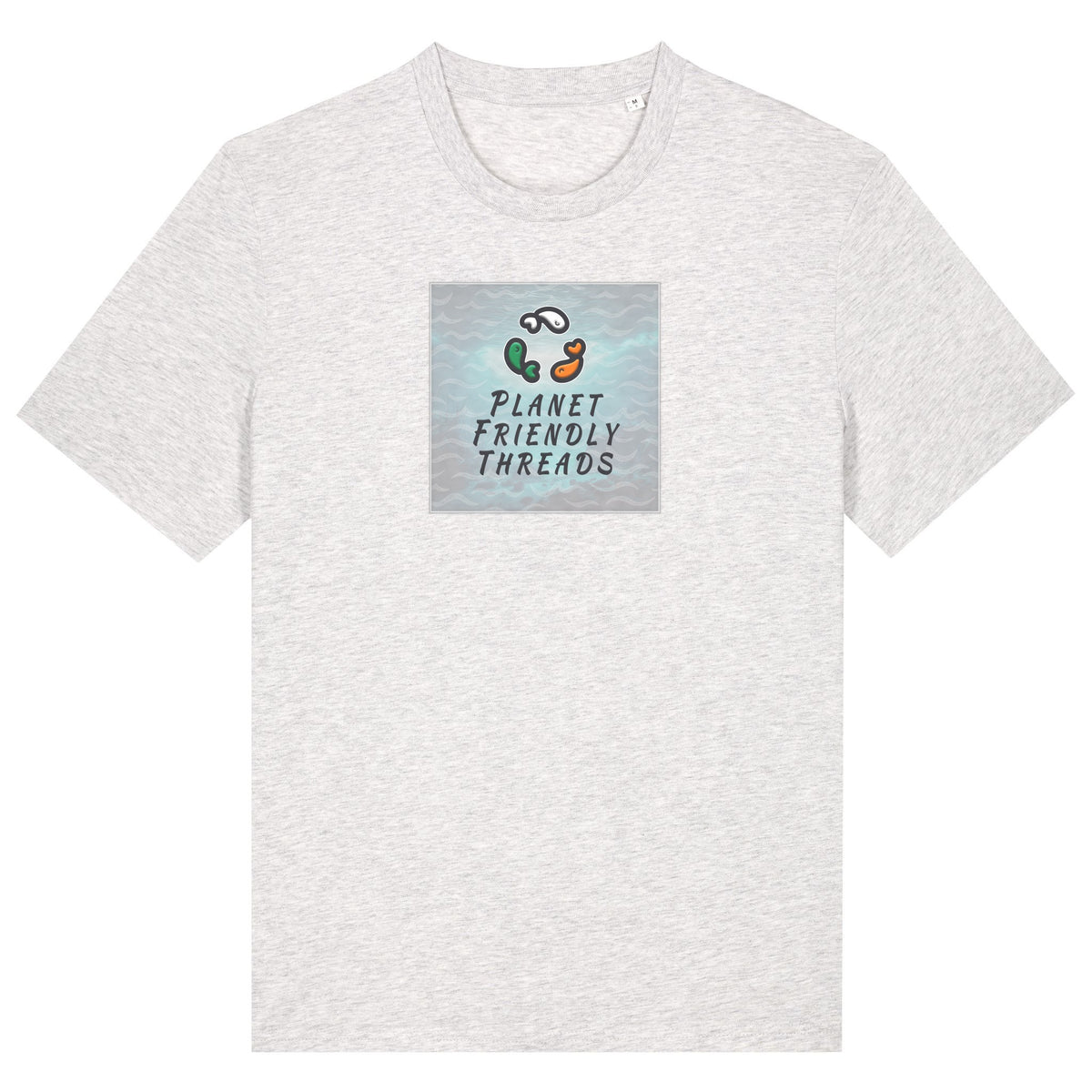 PFT Logo - SSSQUARE - Light Ocean | T-Shirt | Adult | Crewneck Short Sleeve | 180gsm Medium Fit | Cool Heather Grey
