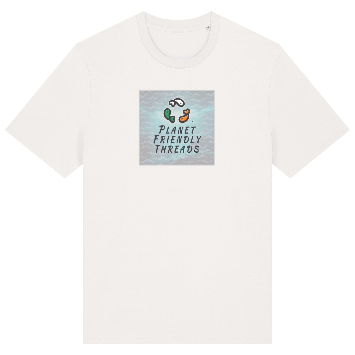PFT Logo - SSSQUARE - Light Ocean | T-Shirt | Adult | Crewneck Short Sleeve | 180gsm Medium Fit | Off White