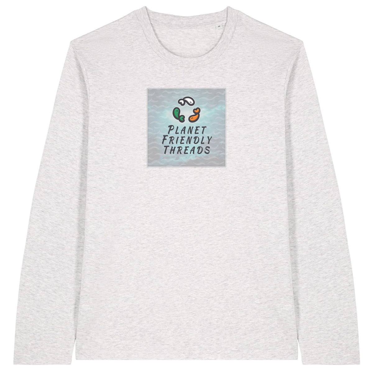 PFT Logo - SSSQUARE - Light Ocean | T-Shirt | Adult | Crewneck Long Sleeve | 180gsm Medium Fit | Cool Heather Grey