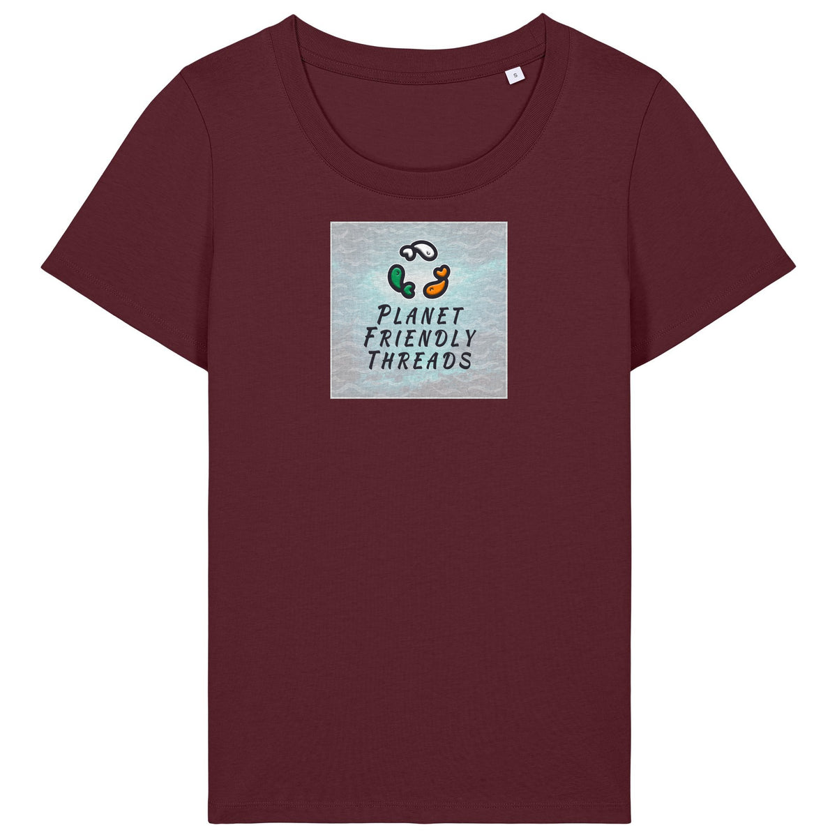 PFT Logo - SSSQUARE - Light Ocean | T-Shirt | Adult | Ladies Short Sleeve | 155gsm Fitted | Burgundy
