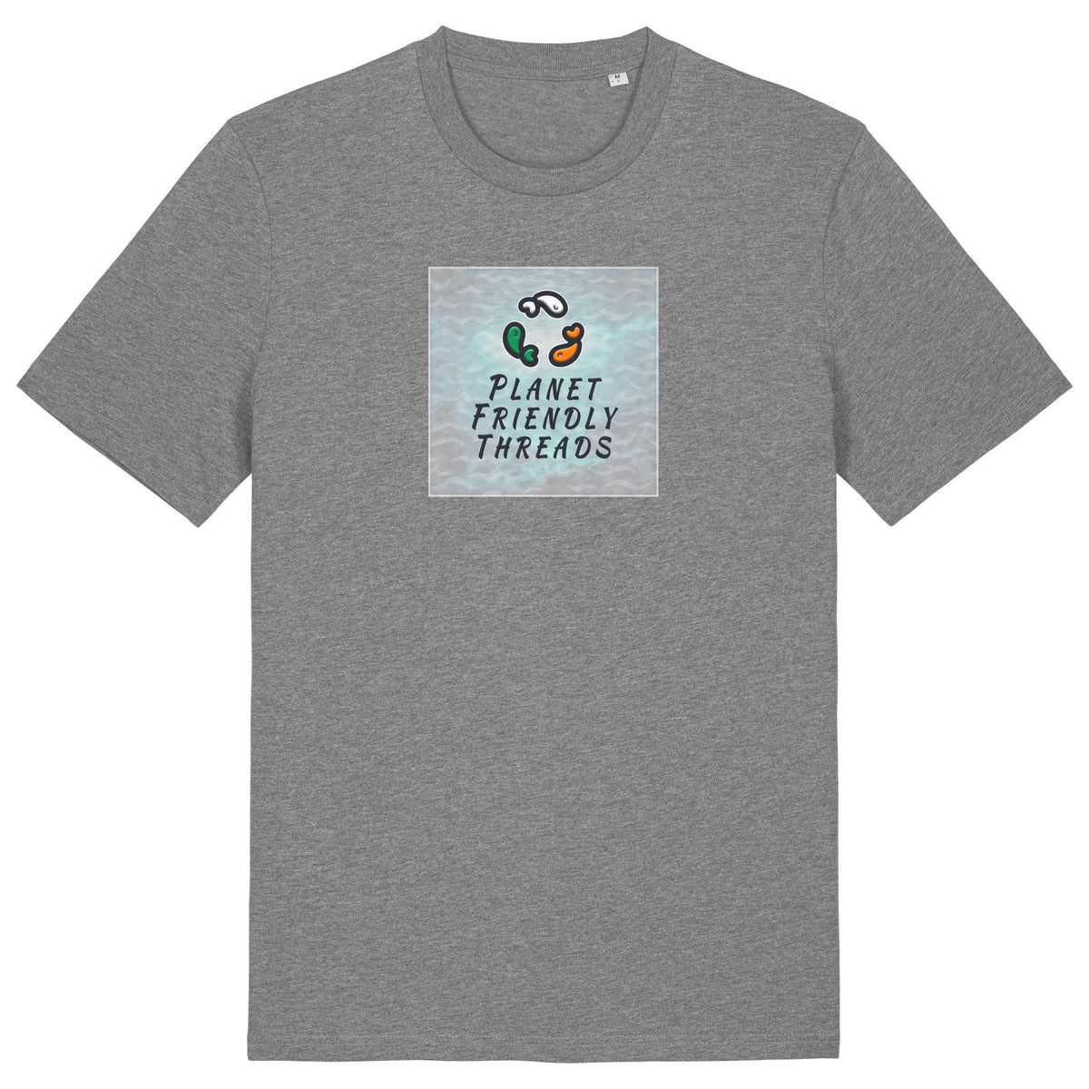 PFT Logo - SSSQUARE - Light Ocean | T-Shirt | Adult | Crewneck Short Sleeve | 180gsm Medium Fit | Mid Heather Grey