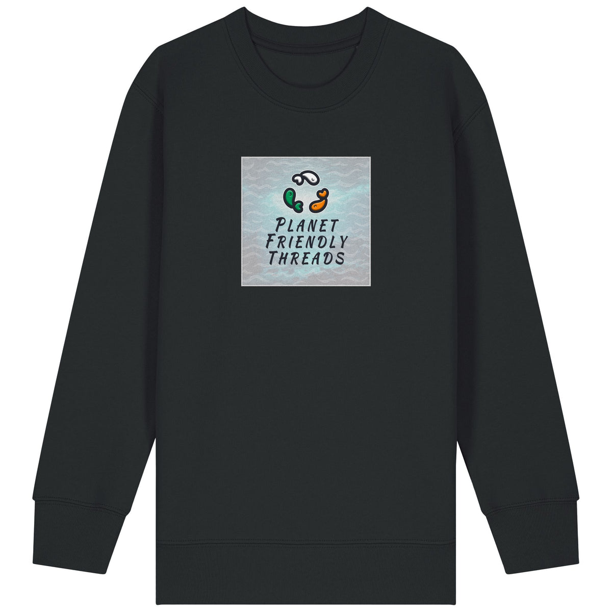 PFT Logo - SSSQUARE - Light Ocean | Jumper | Kids | Crewneck | 300gsm Medium Fit | Black