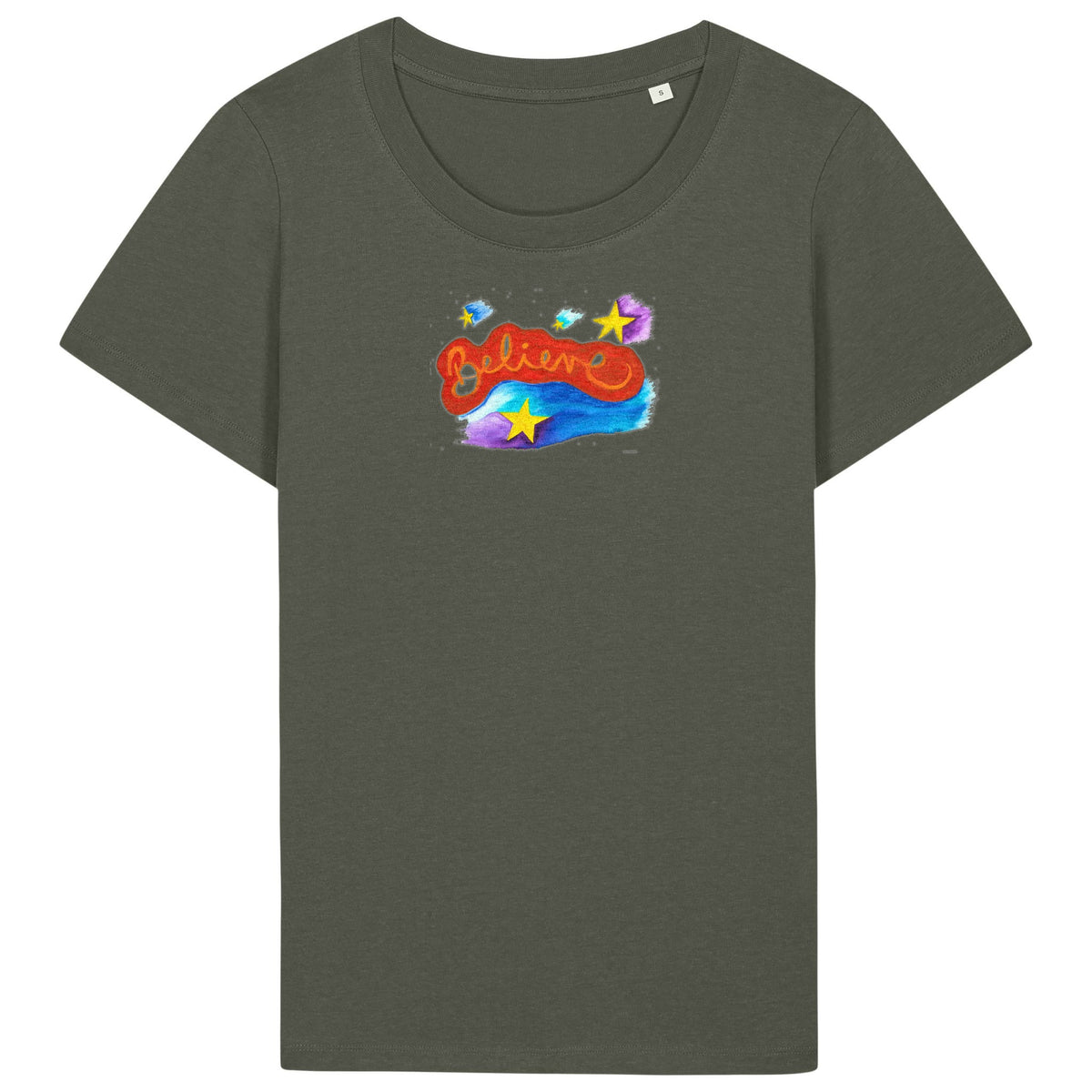 Believe 2 | T-Shirt | Adult | Ladies Short Sleeve | 155gsm Fitted | Khaki