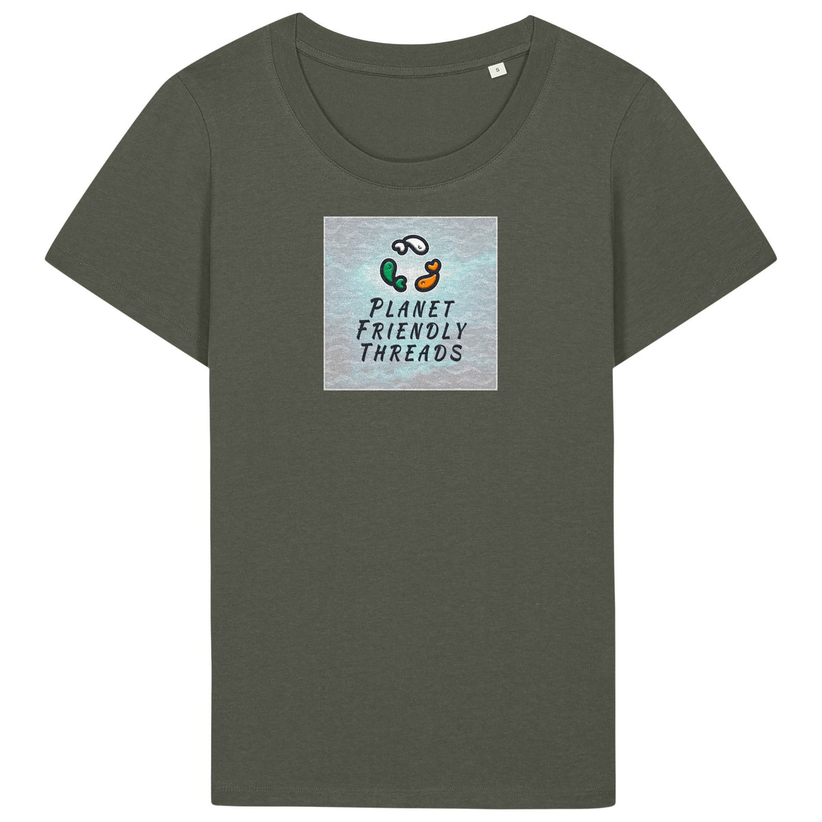 PFT Logo - SSSQUARE - Light Ocean | T-Shirt | Adult | Ladies Short Sleeve | 155gsm Fitted | Khaki