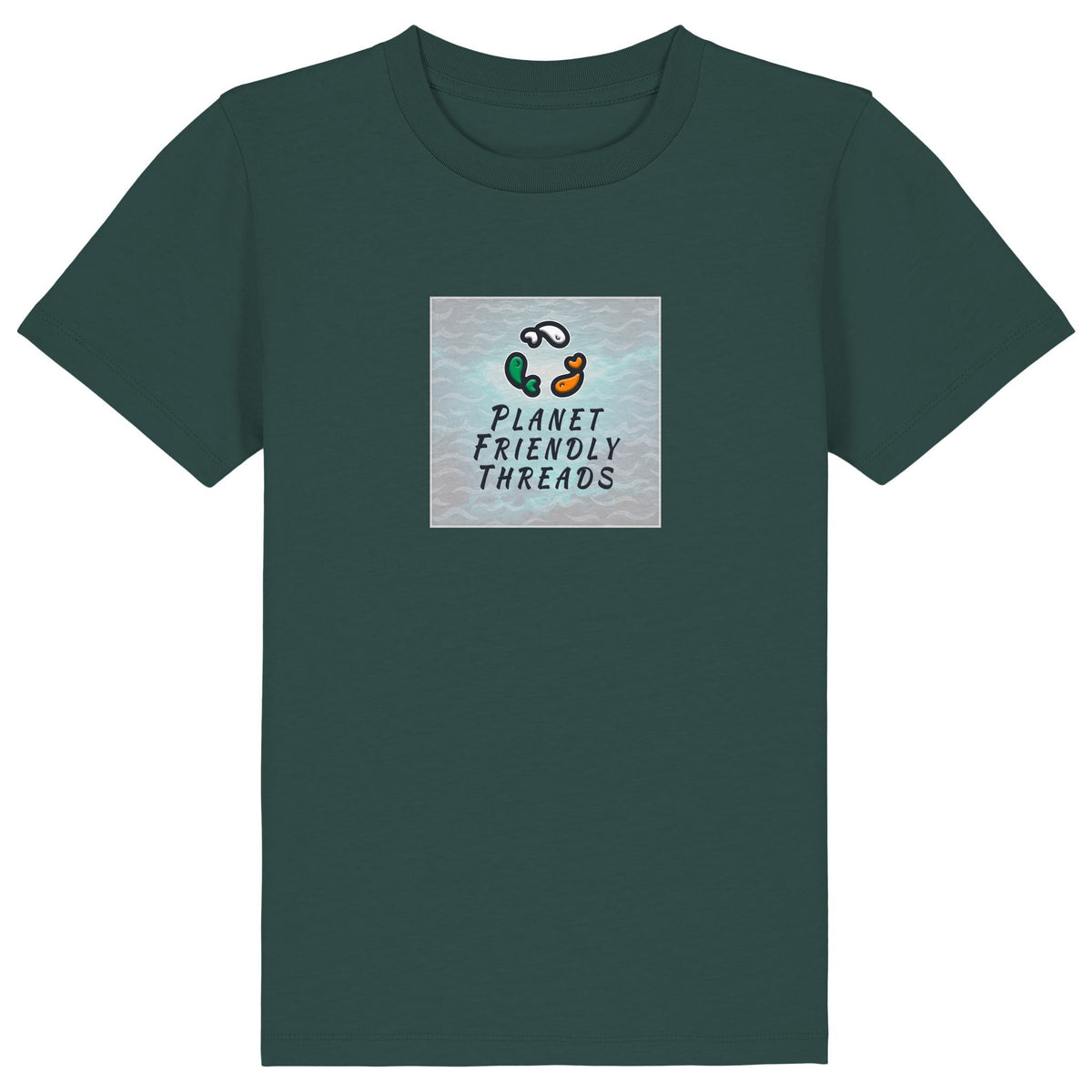PFT Logo - SSSQUARE - Light Ocean | T-Shirt | Kids | Crewneck Short Sleeve | 155gsm Medium Fit | Glazed Green