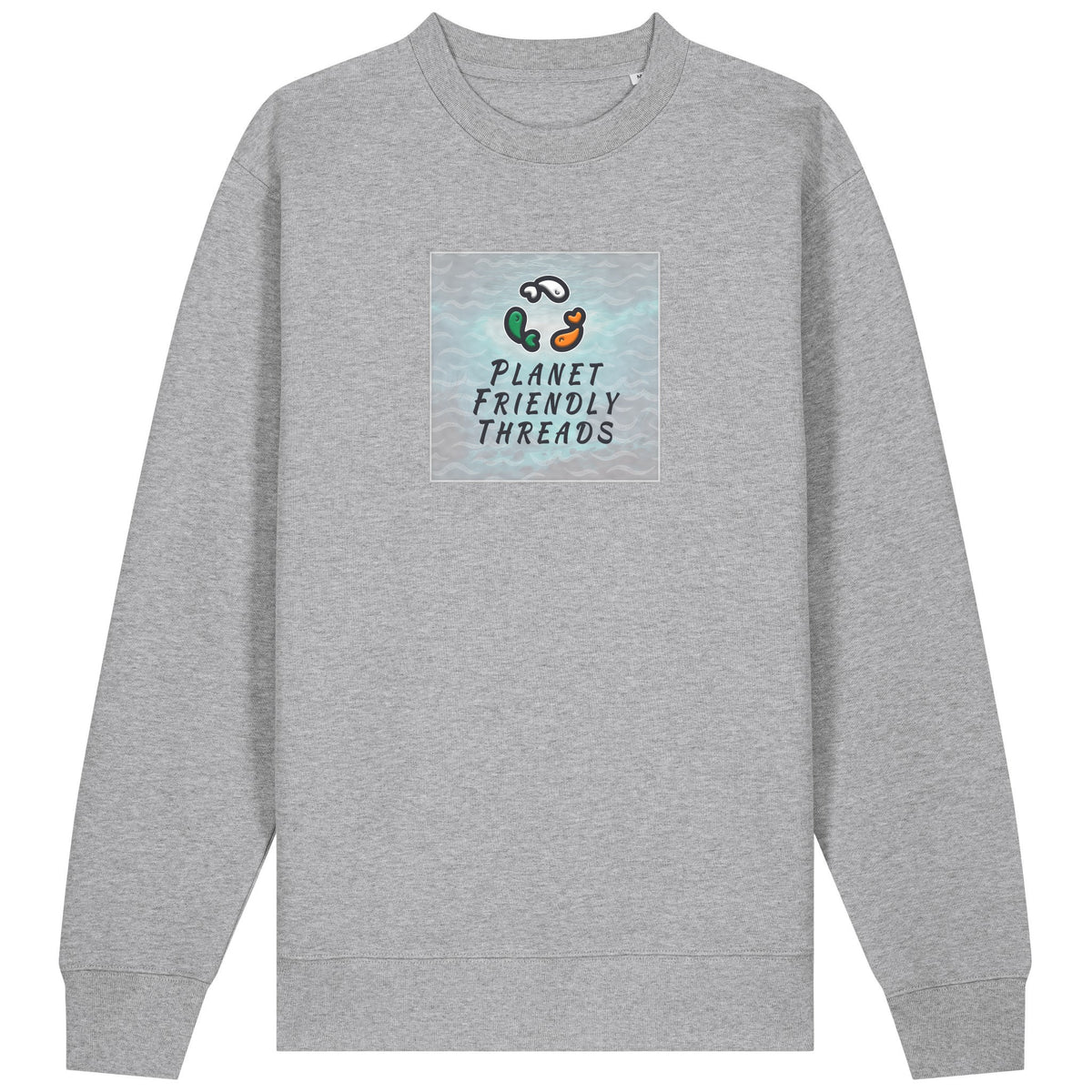 PFT Logo - SSSQUARE - Light Ocean | Jumper | Adult | Crewneck | 350gsm Medium Fit | Heather Grey