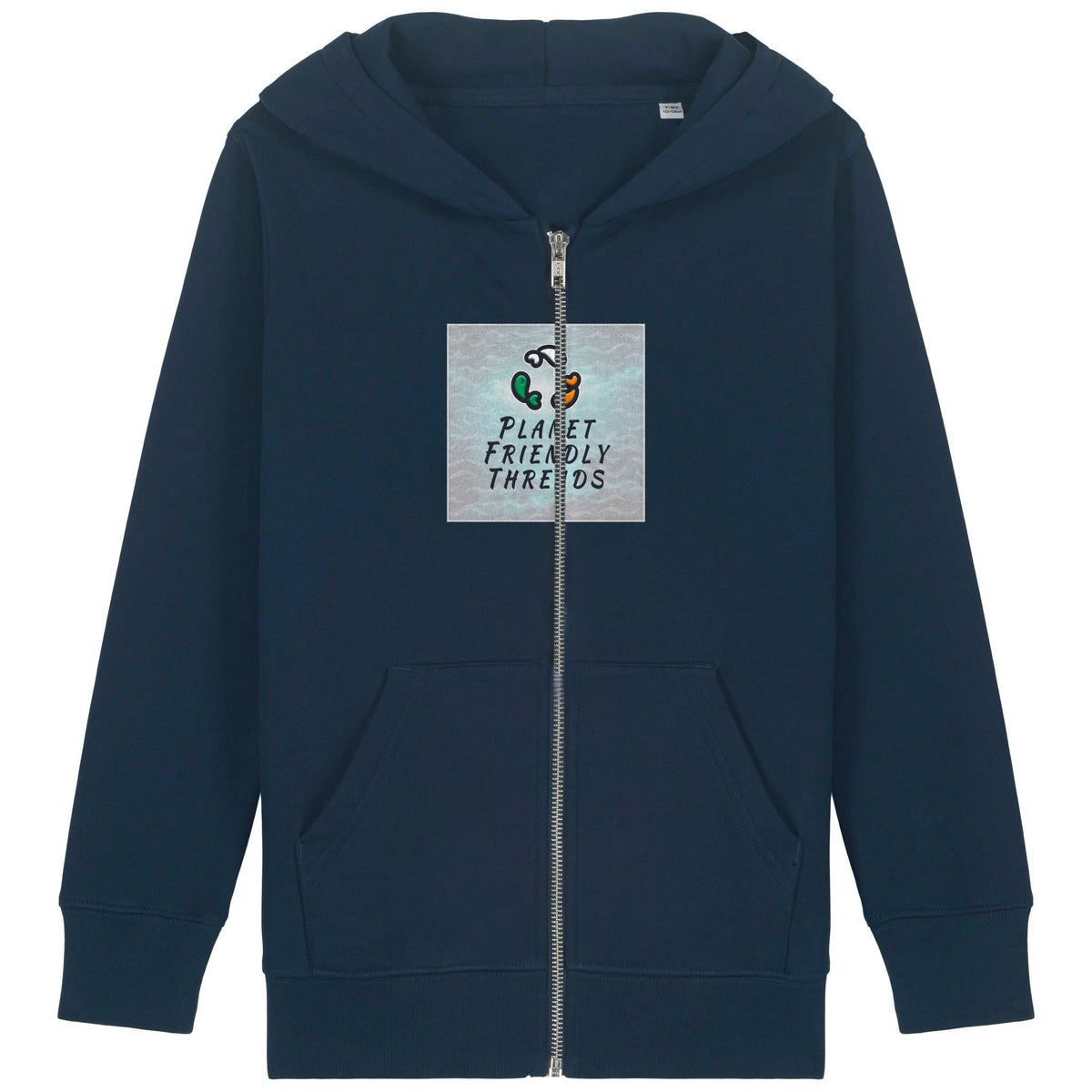 PFT Logo - SSSQUARE - Light Ocean | Hoodie | Kids | Zip | 300gsm Medium Fit | French Navy