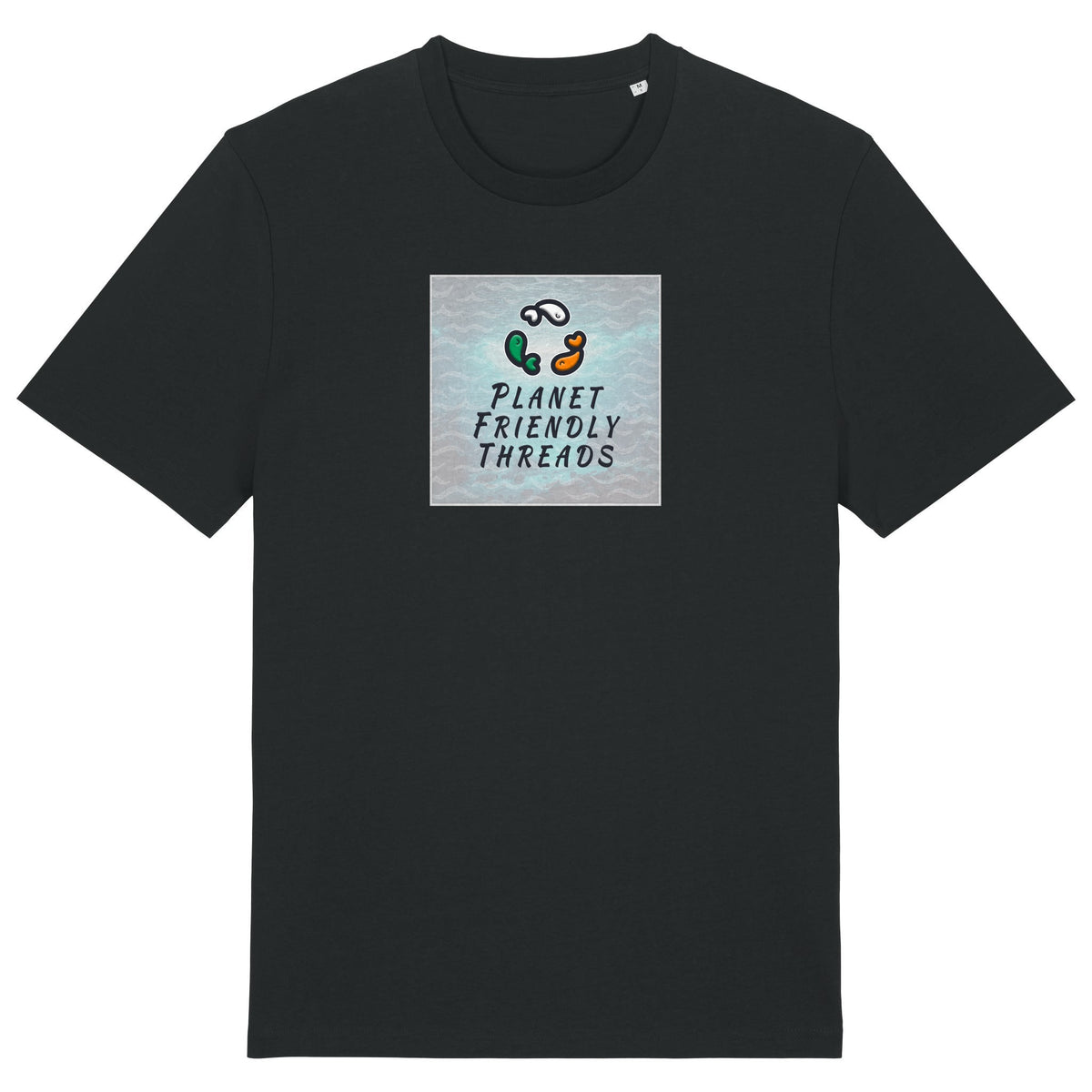 PFT Logo - SSSQUARE - Light Ocean | T-Shirt | Adult | Crewneck Short Sleeve | 180gsm Medium Fit | Black