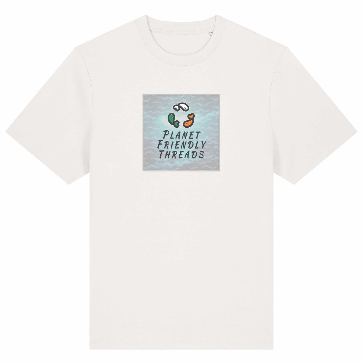 PFT Logo - SSSQUARE - Light Ocean | T-Shirt | Adult | Crewneck Short Sleeve | 215gsm Relaxed Fit | Off White