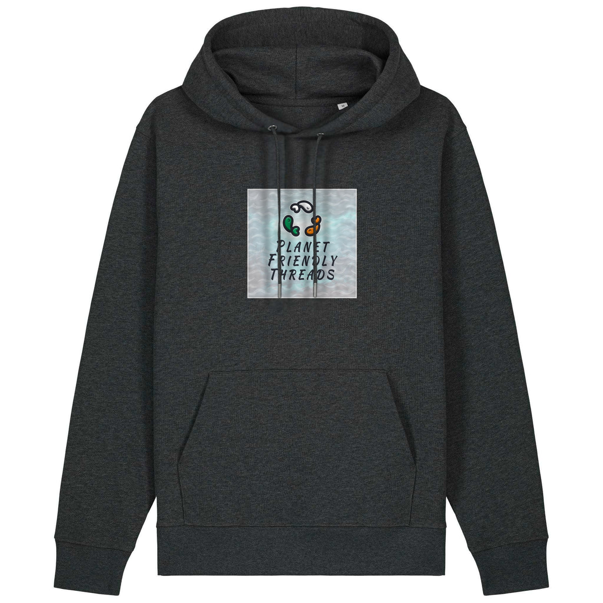 PFT Logo - SSSQUARE - Light Ocean | Hoodie | Adult | Cosy | 350gsm Medium Fit | Dark Heather Grey