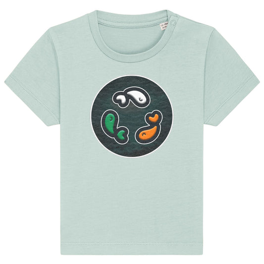 PFT Fish - Circle - Dark | T-Shirt | Baby | Crewneck Short Sleeve | 155gsm Medium Fit | Caribbean Blue