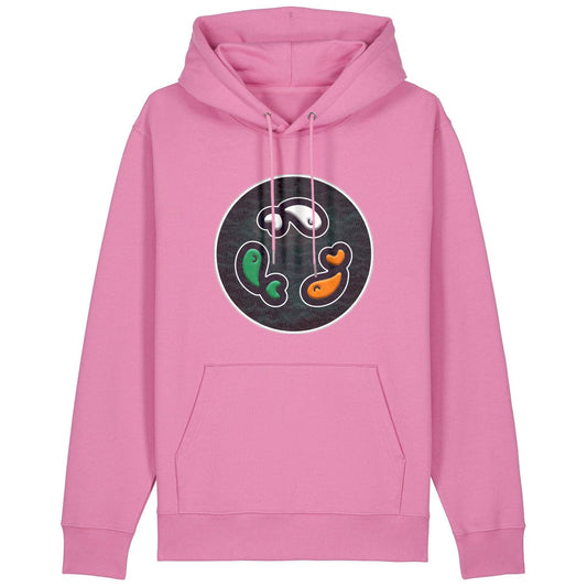 PFT Fish - Circle - Dark | Hoodie | Adult | Cosy | 350gsm Medium Fit | Bubble Pink