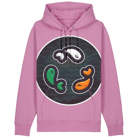 PFT Fish - Circle - Dark | Hoodie | Adult | Cosy | 350gsm Medium Fit | Bubble Pink