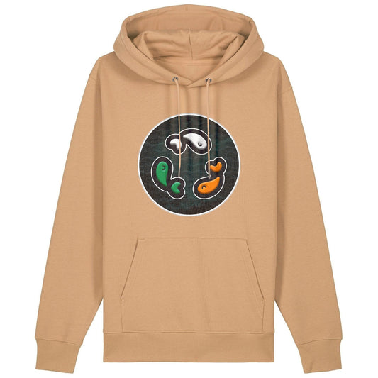 PFT Fish - Circle - Dark | Hoodie | Adult | Cosy | 350gsm Medium Fit | Latte
