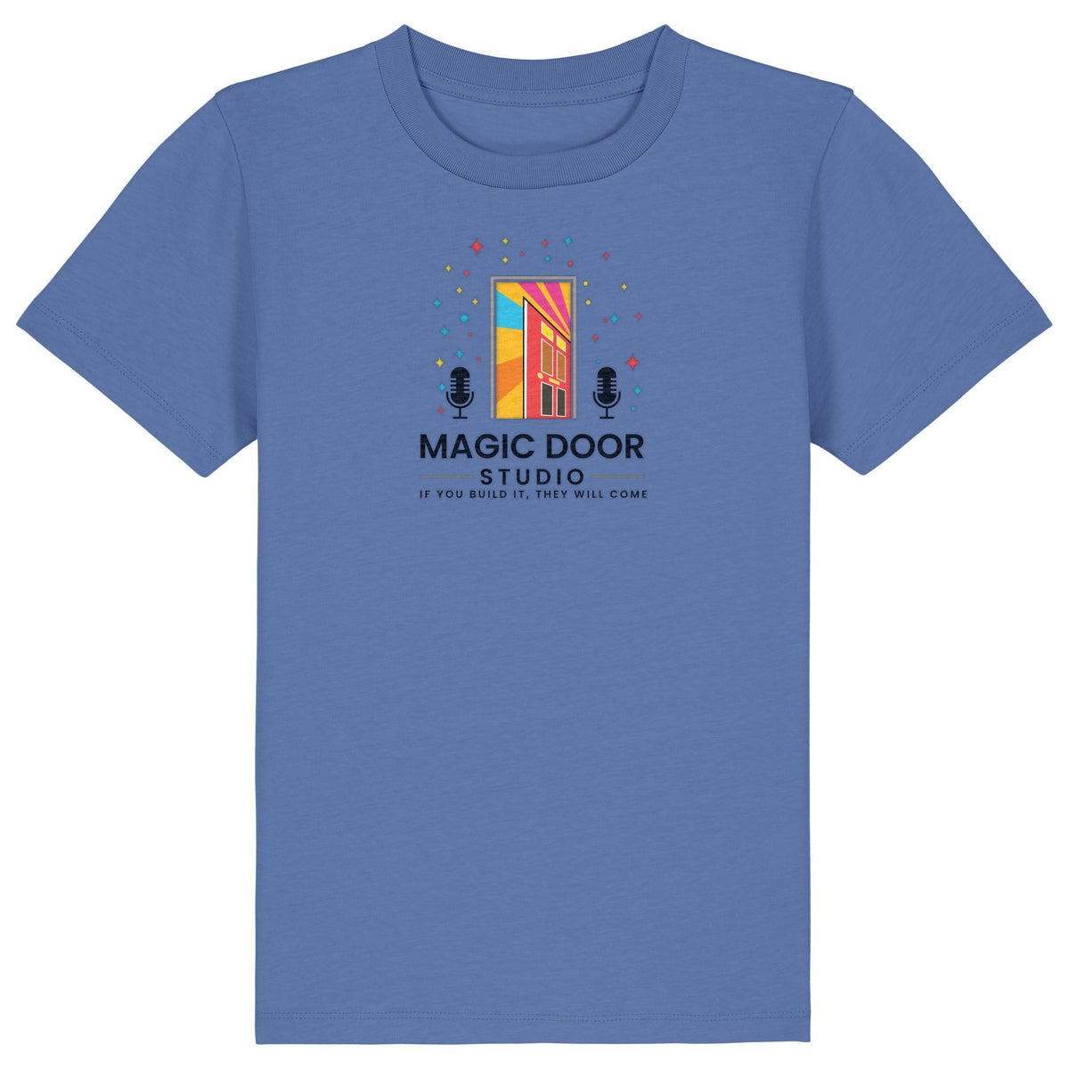 Magic Door Logo | T-Shirt | Kids | Crewneck Short Sleeve | 155gsm Medium Fit | Bright Blue
