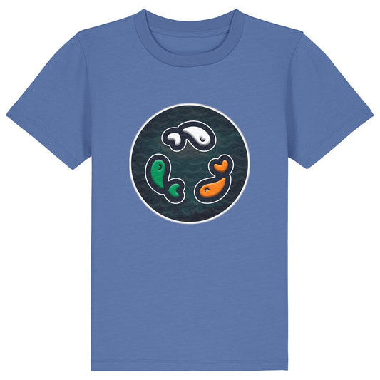 PFT Fish - Circle - Dark | T-Shirt | Kids | Crewneck Short Sleeve | 155gsm Medium Fit | Bright Blue