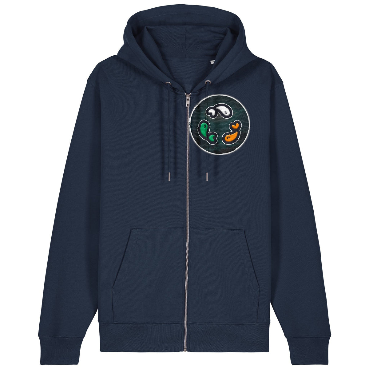PFT Fish - Circle - Dark | Hoodie | Adult | Zip | 350gsm Medium Fit | French Navy