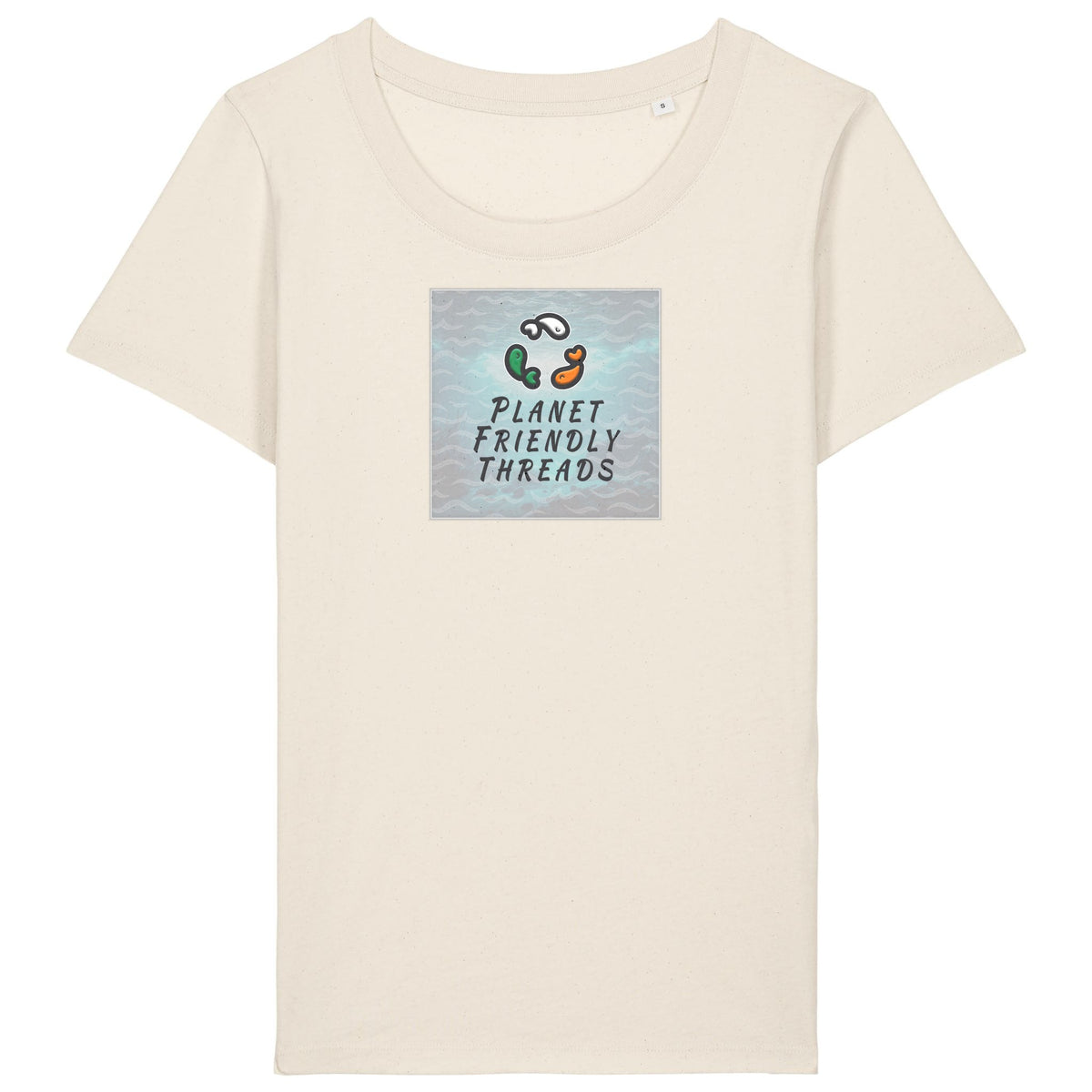 PFT Logo - SSSQUARE - Light Ocean | T-Shirt | Adult | Ladies Short Sleeve | 155gsm Fitted | Natural Raw